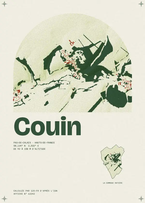 Affiche de Couin, calculée par 123-fr d'après l'IGN