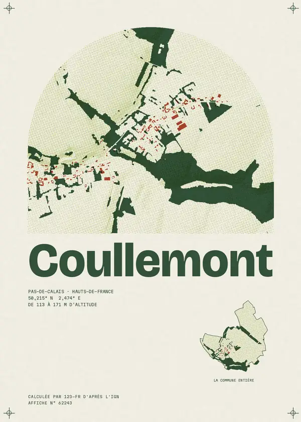 Affiche de Coullemont, calculée par 123-fr d'après l'IGN