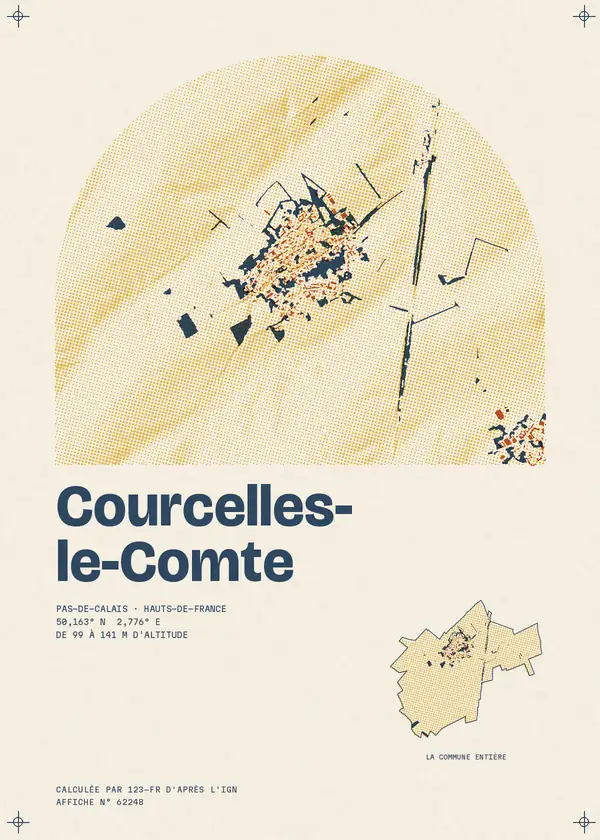 Affiche de Courcelles-le-Comte, calculée par 123-fr d'après l'IGN