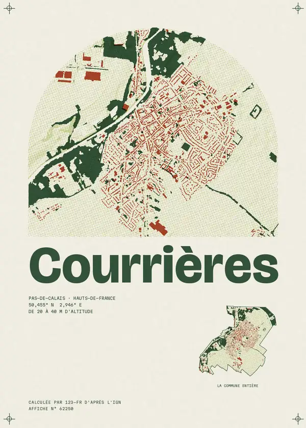 Affiche de Courrières, calculée par 123-fr d'après l'IGN