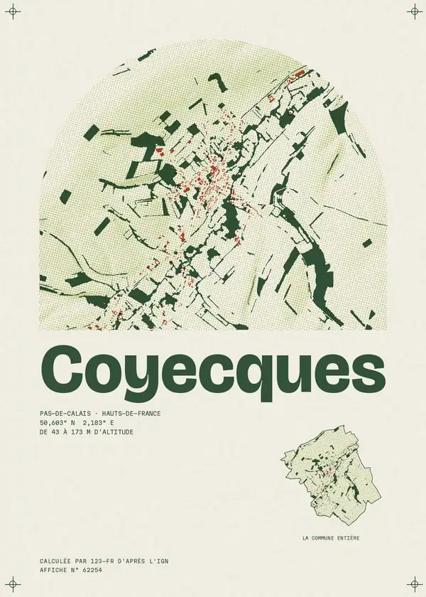 Affiche de Coyecques, calculée par 123-fr d'après l'IGN