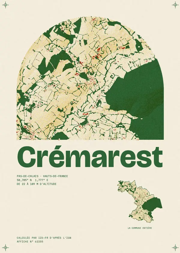 Affiche de Crémarest, calculée par 123-fr d'après l'IGN