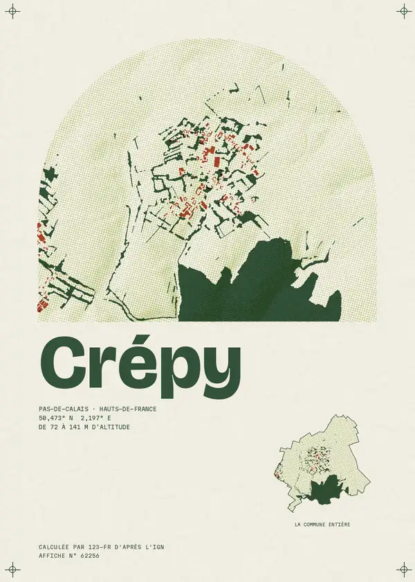Affiche de Crépy, calculée par 123-fr d'après l'IGN