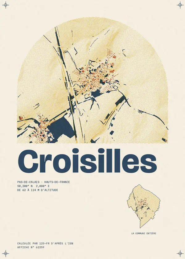 Affiche de Croisilles, calculée par 123-fr d'après l'IGN