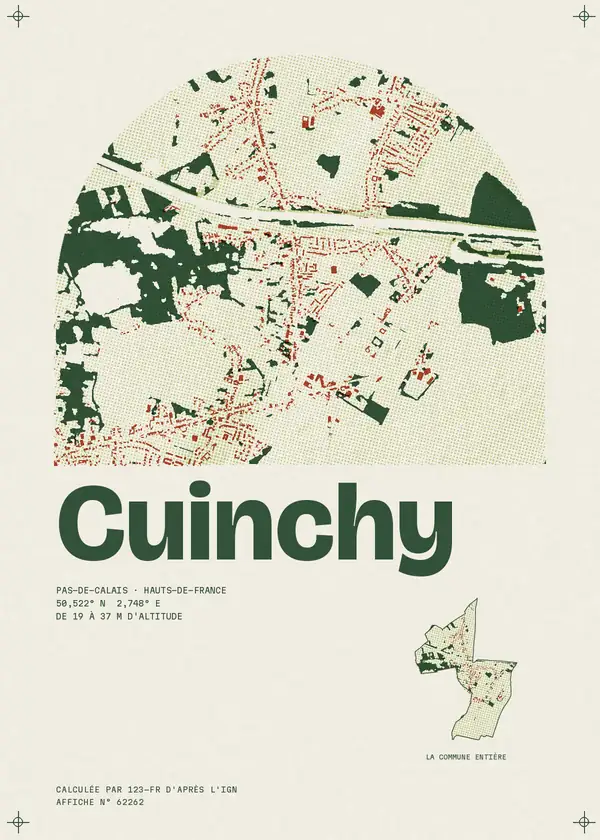 Affiche de Cuinchy, calculée par 123-fr d'après l'IGN