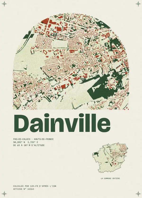 Affiche de Dainville, calculée par 123-fr d'après l'IGN