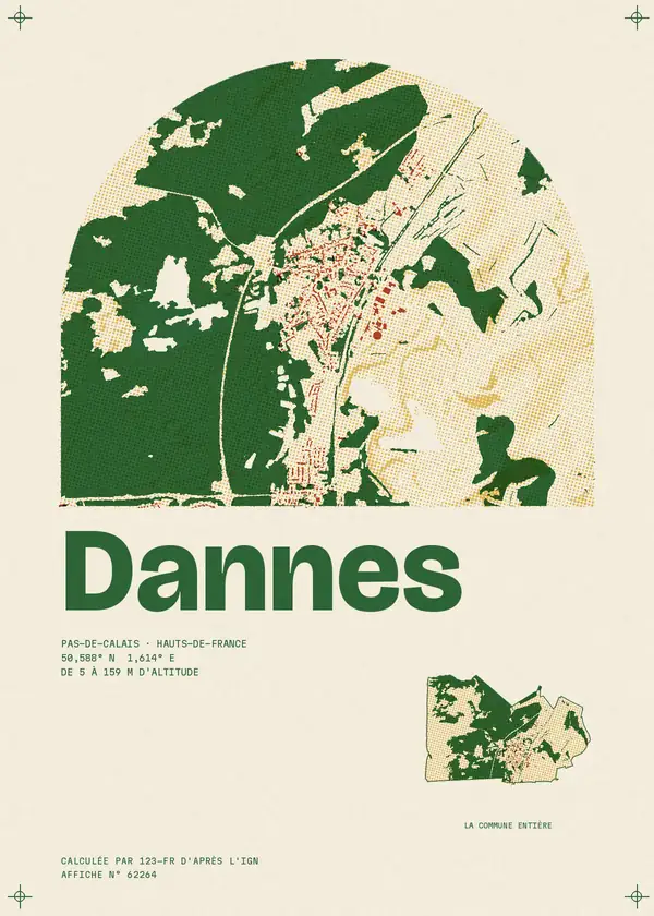Affiche de Dannes, calculée par 123-fr d'après l'IGN