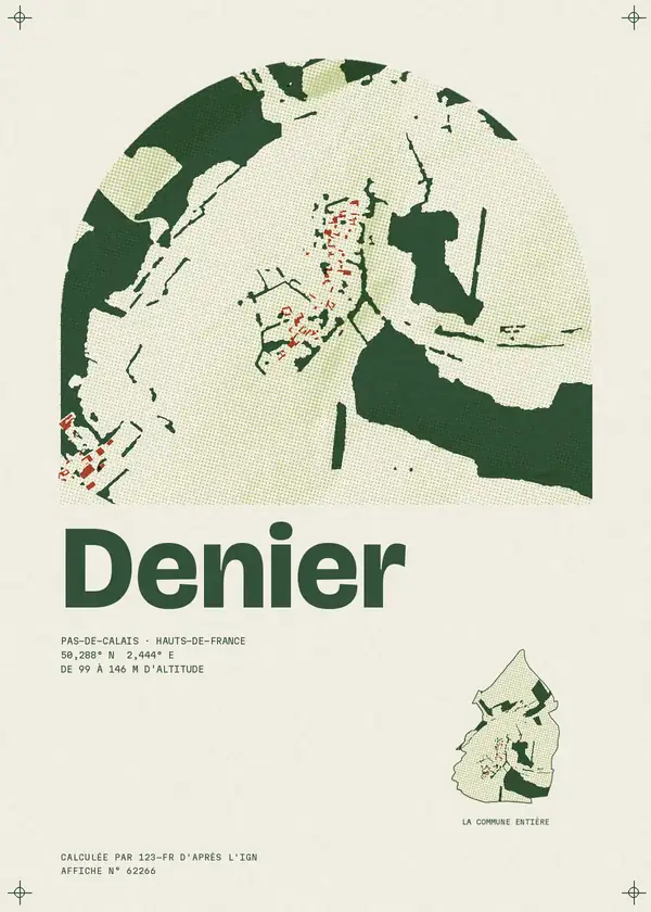 Affiche de Denier, calculée par 123-fr d'après l'IGN
