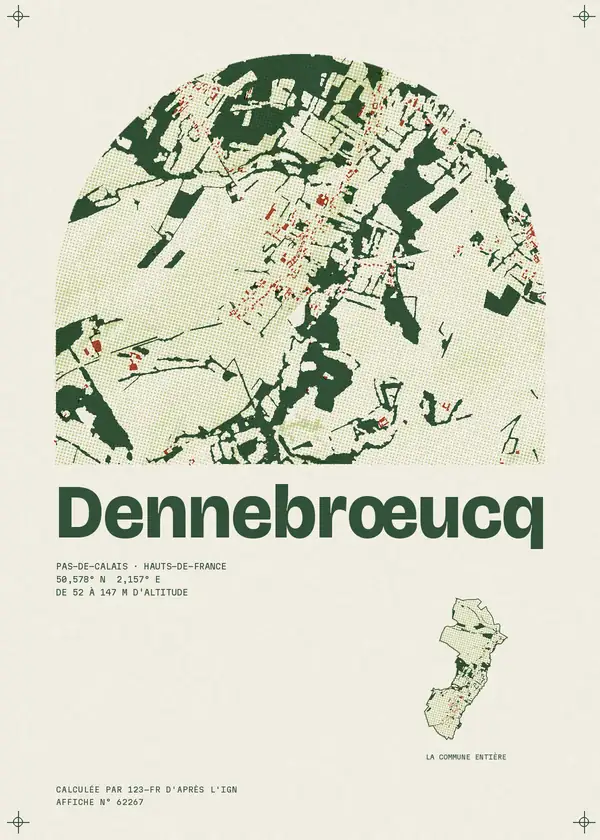 Affiche de Dennebrœucq, calculée par 123-fr d'après l'IGN