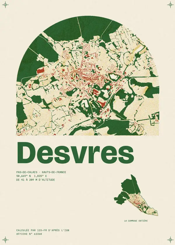 Affiche de Desvres, calculée par 123-fr d'après l'IGN