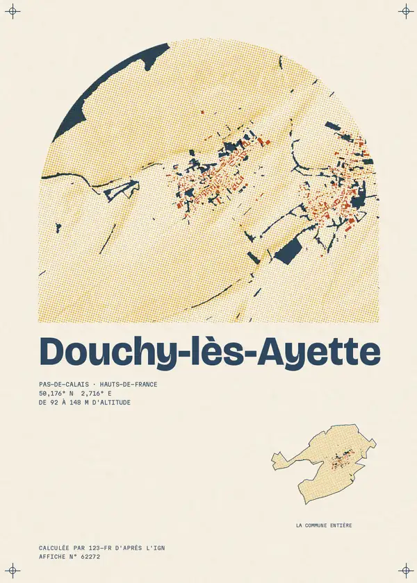 Affiche de Douchy-lès-Ayette, calculée par 123-fr d'après l'IGN