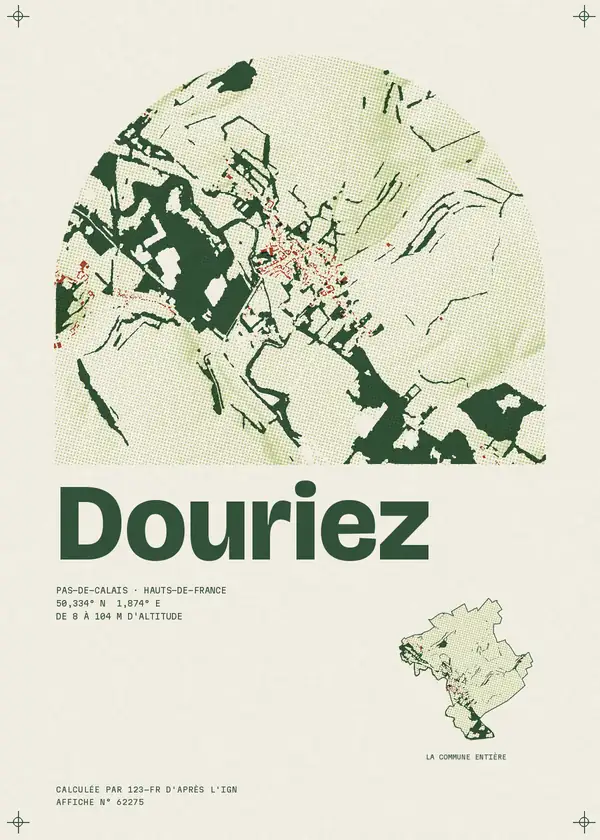 Affiche de Douriez, calculée par 123-fr d'après l'IGN