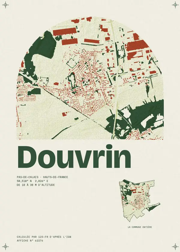 Affiche de Douvrin, calculée par 123-fr d'après l'IGN