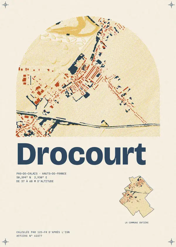 Affiche de Drocourt, calculée par 123-fr d'après l'IGN