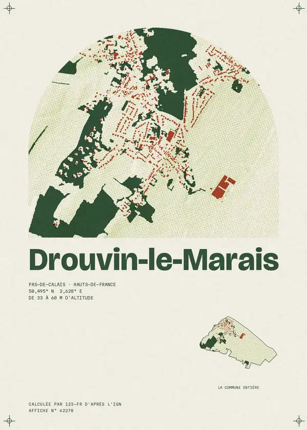 Affiche de Drouvin-le-Marais, calculée par 123-fr d'après l'IGN