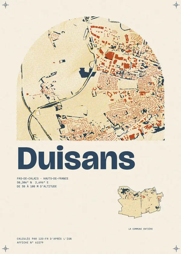 Affiche de Duisans, calculée par 123-fr d'après l'IGN