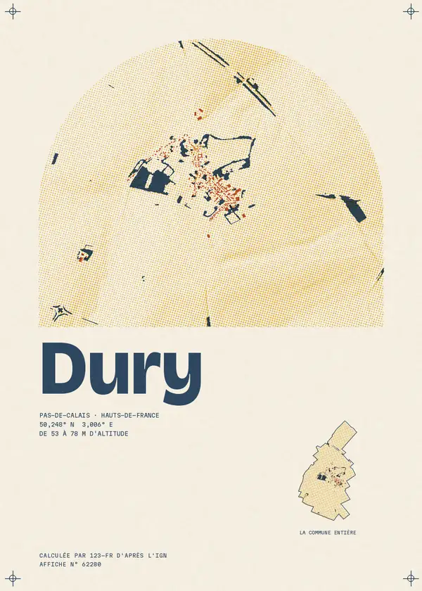 Affiche de Dury, calculée par 123-fr d'après l'IGN
