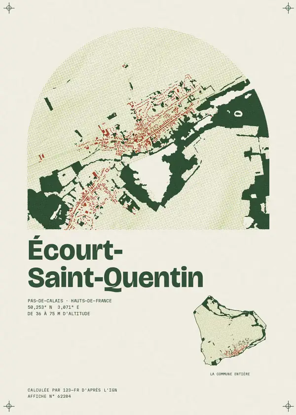 Affiche de Écourt-Saint-Quentin, calculée par 123-fr d'après l'IGN