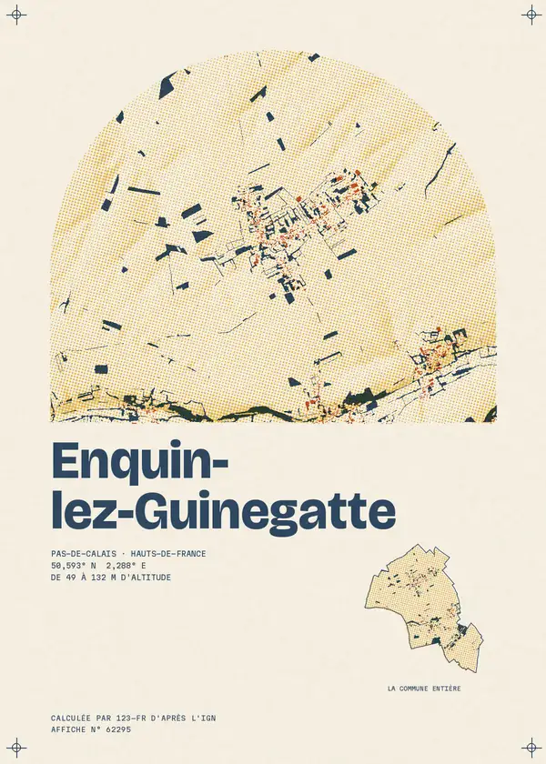 Affiche de Enquin-lez-Guinegatte, calculée par 123-fr d'après l'IGN