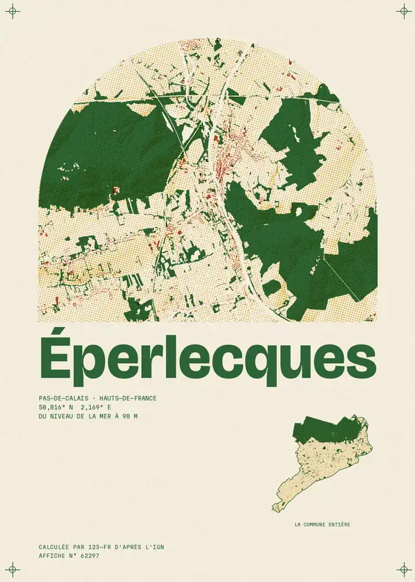 Affiche de Éperlecques, calculée par 123-fr d'après l'IGN