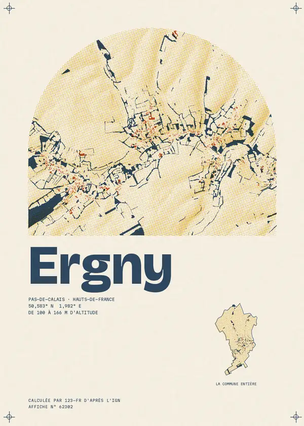 Affiche de Ergny, calculée par 123-fr d'après l'IGN