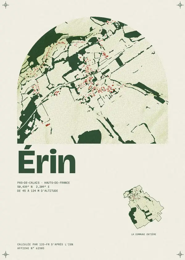 Affiche de Érin, calculée par 123-fr d'après l'IGN