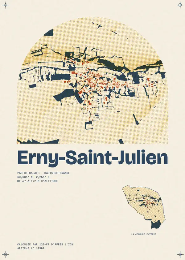 Affiche de Erny-Saint-Julien, calculée par 123-fr d'après l'IGN