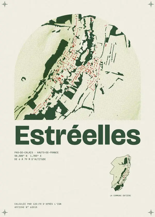 Affiche de Estréelles, calculée par 123-fr d'après l'IGN