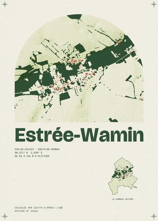 Affiche de Estrée-Wamin, calculée par 123-fr d'après l'IGN
