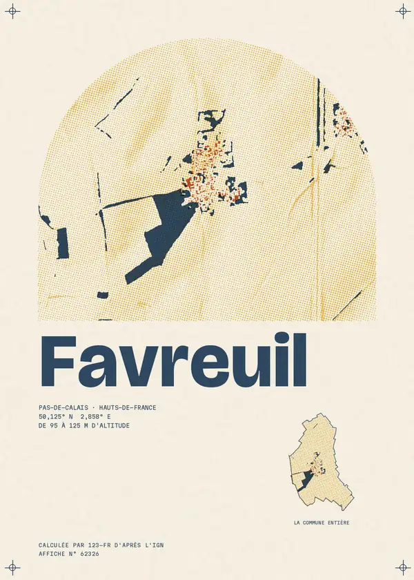 Affiche de Favreuil, calculée par 123-fr d'après l'IGN