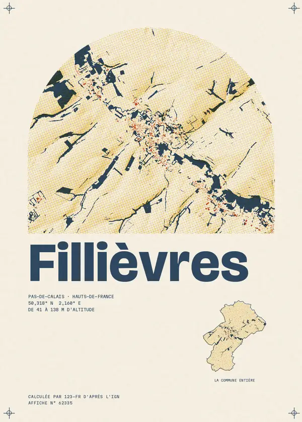 Affiche de Fillièvres, calculée par 123-fr d'après l'IGN