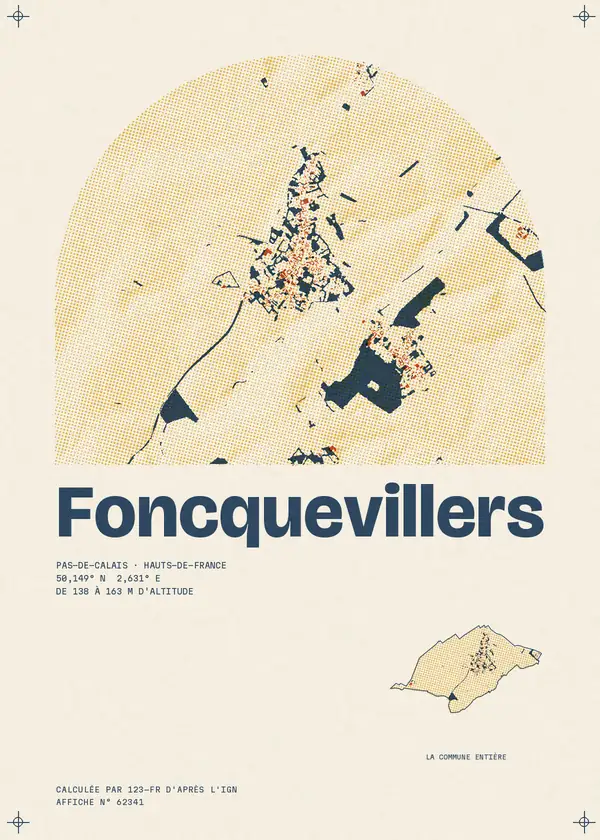 Affiche de Foncquevillers, calculée par 123-fr d'après l'IGN