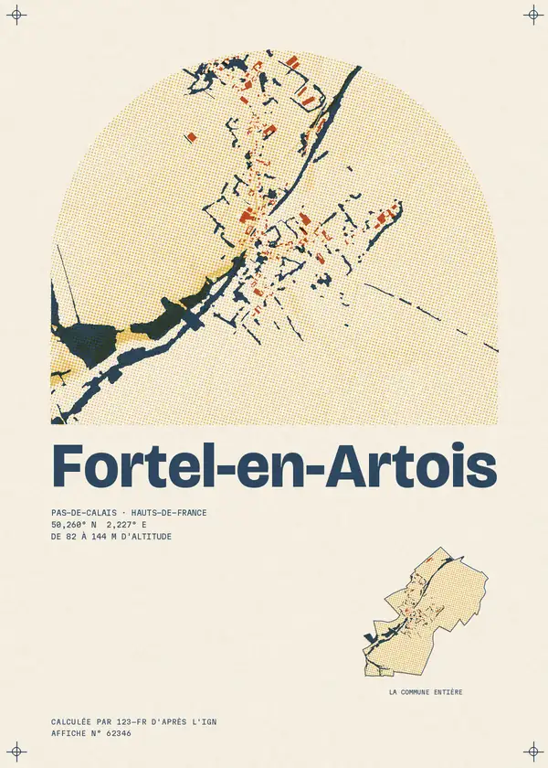 Affiche de Fortel-en-Artois, calculée par 123-fr d'après l'IGN