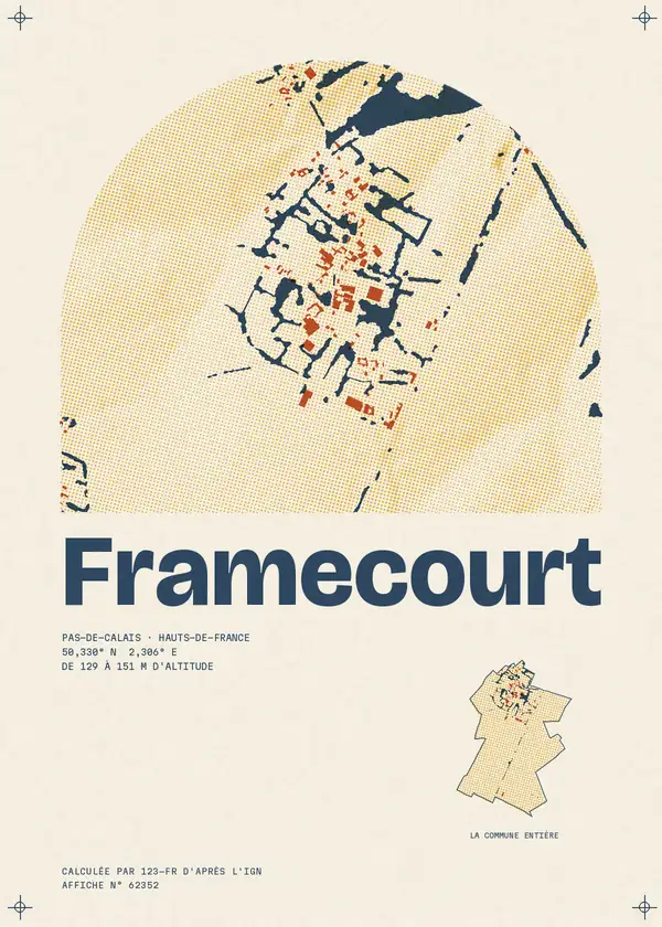 Affiche de Framecourt, calculée par 123-fr d'après l'IGN