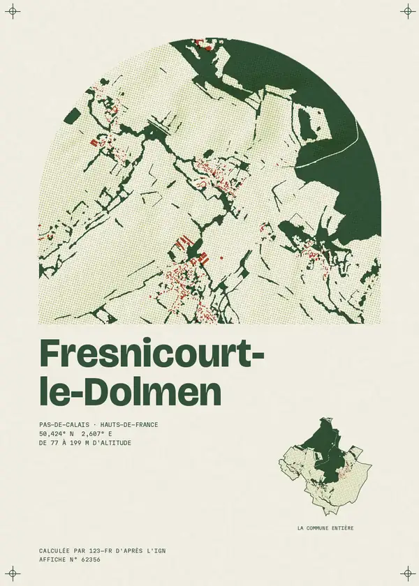 Affiche de Fresnicourt-le-Dolmen, calculée par 123-fr d'après l'IGN
