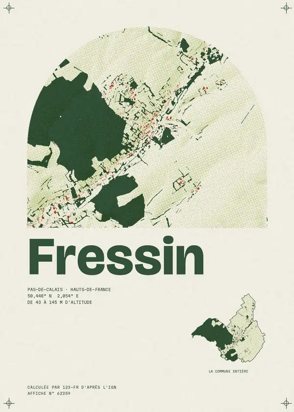 Affiche de Fressin, calculée par 123-fr d'après l'IGN