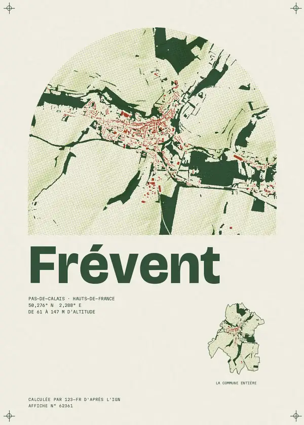 Affiche de Frévent, calculée par 123-fr d'après l'IGN