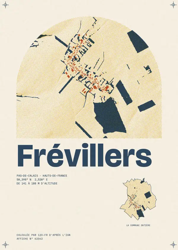 Affiche de Frévillers, calculée par 123-fr d'après l'IGN