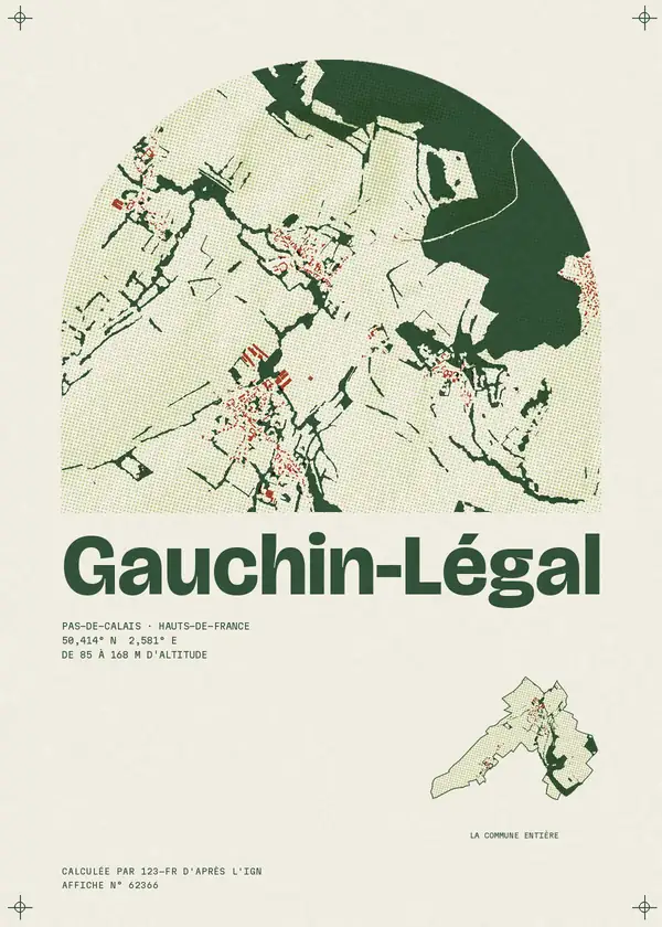 Affiche de Gauchin-Légal, calculée par 123-fr d'après l'IGN
