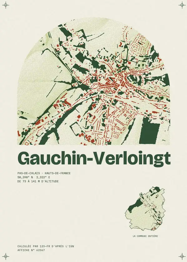 Affiche de Gauchin-Verloingt, calculée par 123-fr d'après l'IGN