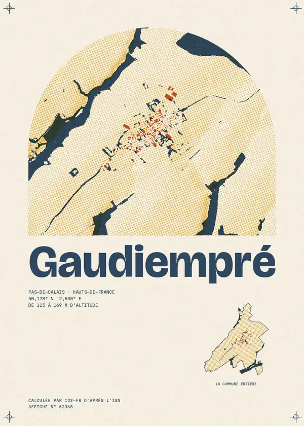 Affiche de Gaudiempré, calculée par 123-fr d'après l'IGN