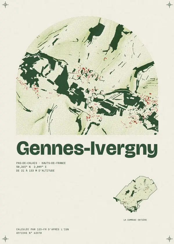 Affiche de Gennes-Ivergny, calculée par 123-fr d'après l'IGN