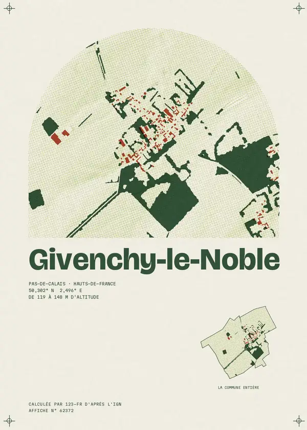Affiche de Givenchy-le-Noble, calculée par 123-fr d'après l'IGN
