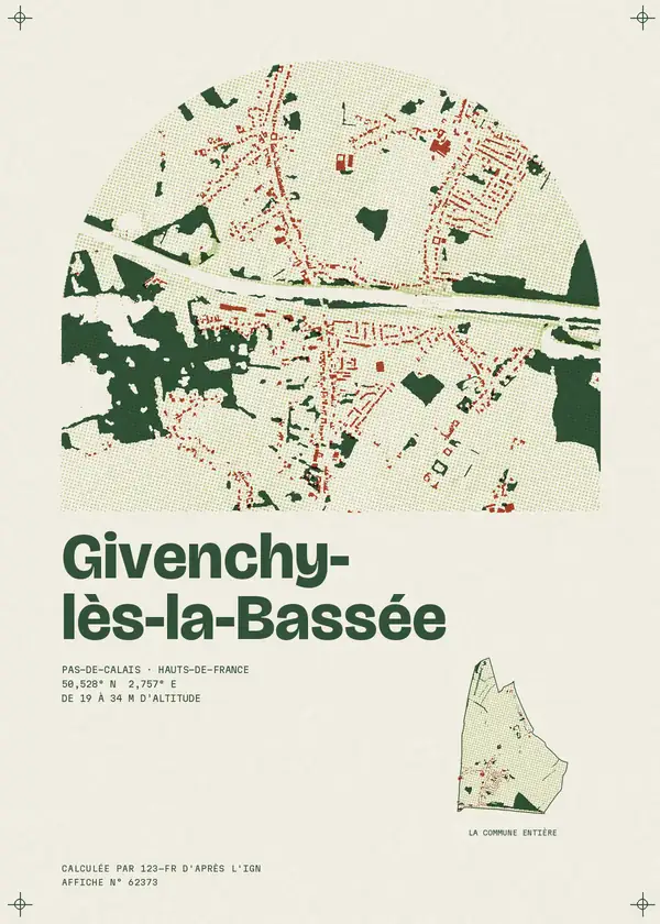 Affiche de Givenchy-lès-la-Bassée, calculée par 123-fr d'après l'IGN