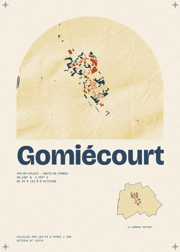 Affiche de Gomiécourt, calculée par 123-fr d'après l'IGN