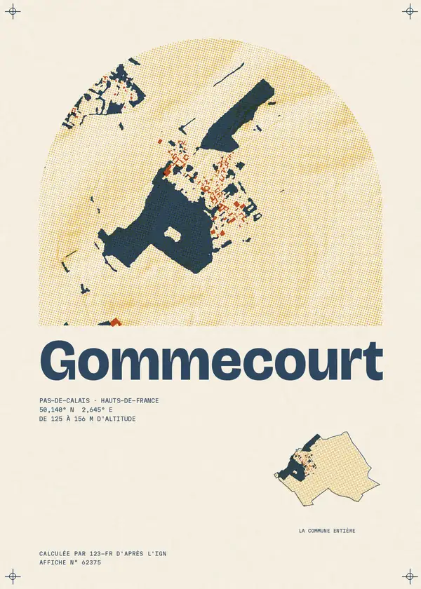 Affiche de Gommecourt, calculée par 123-fr d'après l'IGN