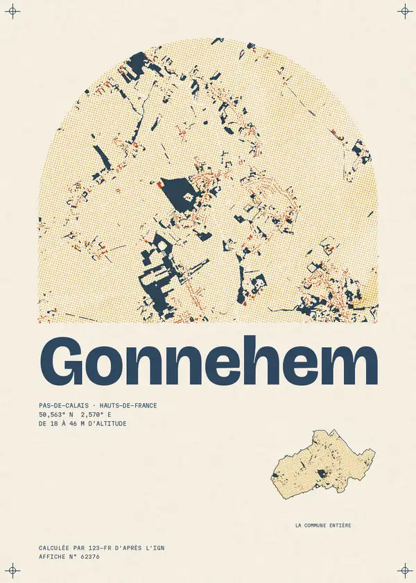 Affiche de Gonnehem, calculée par 123-fr d'après l'IGN