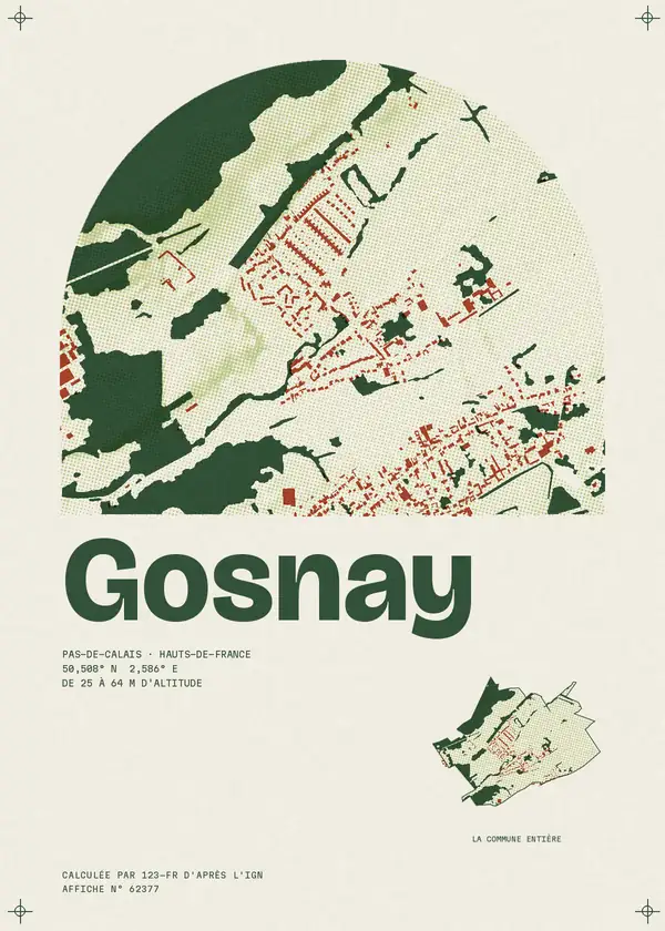 Affiche de Gosnay, calculée par 123-fr d'après l'IGN