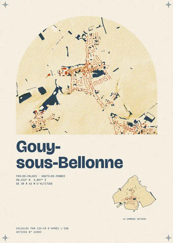 Affiche de Gouy-sous-Bellonne, calculée par 123-fr d'après l'IGN