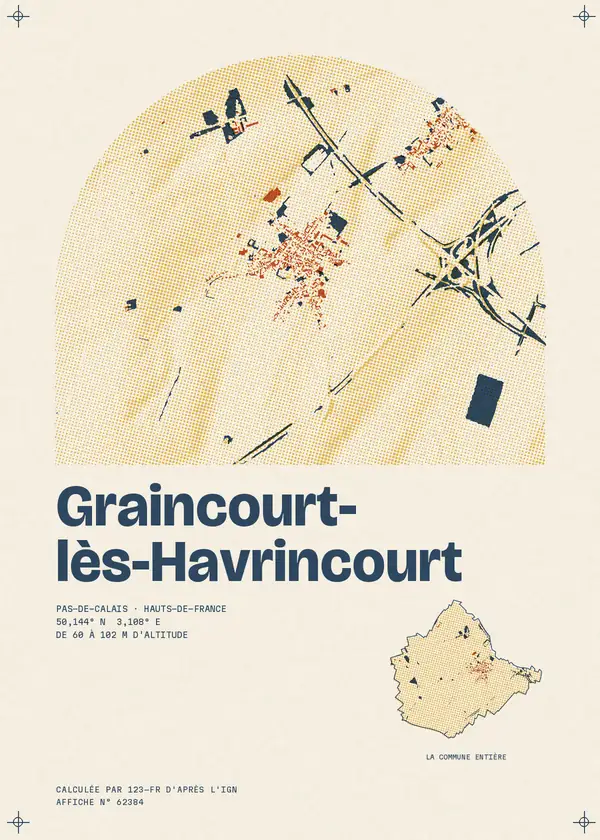 Affiche de Graincourt-lès-Havrincourt, calculée par 123-fr d'après l'IGN